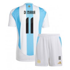 Argentina Angel Di Maria #11 Hemmaställ Barn Copa America 2024 Korta ärmar (+ Korta byxor)